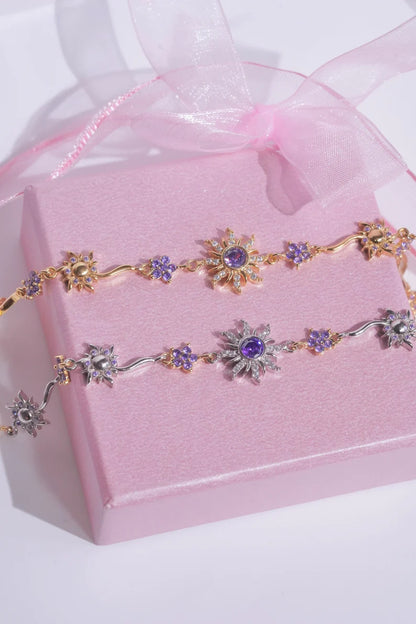 BRAZALETE  Y COLLAR SOL VINTAGE RAPUNZEL   DELICADO CRISTALES DE ZIRCONIA ELEGANTES