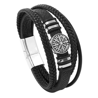 BRAZALETE MULTICAPA DE CUERO ESTILO NÓRDICO