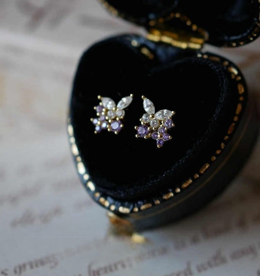 ARETES MINIMALISTAS MARIPOSAS  CRISTALES DE ZIRCONIA