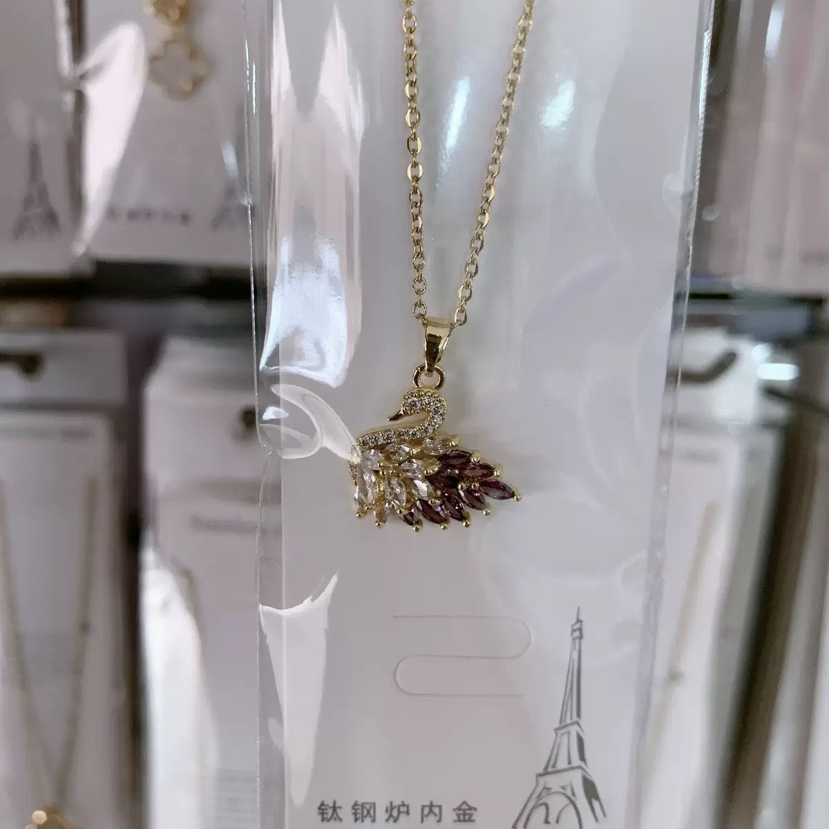 COLLAR CISNE  ELEGANTE CRISTAL DE CIRCONIA