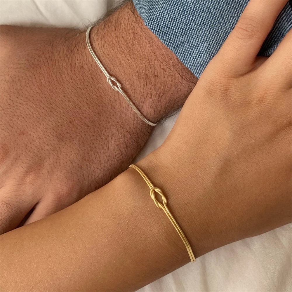 BRAZALETES  PROMESA DE PAREJA DISEÑO DE NUDOS MINIMALISTAS