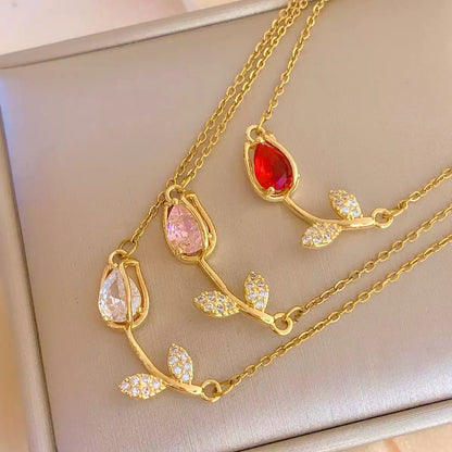 COLLAR TULIPÁN ELEGANTE CRISTAL DE CIRCONIA