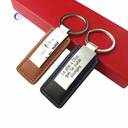 LLAVEROS EN LEATHER & PLACA DE ACERO PERSONALIZADOS