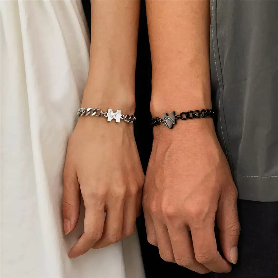 BRAZALETES ROMPECABEZAS MINIMALISTAS CADENA CUBANA DE PAREJA