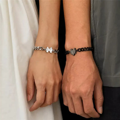 BRAZALETES ROMPECABEZAS MINIMALISTAS CADENA CUBANA DE PAREJA