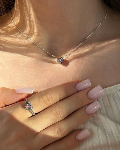 SET ESTILO PANDORA CORAZÓN MINIMALISTA CIRCONIA ELEGANTE