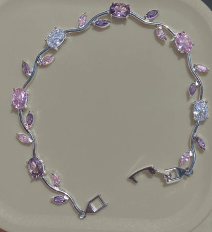 Brazalete Elegante Tulipanes Con Cristales De Zirconia