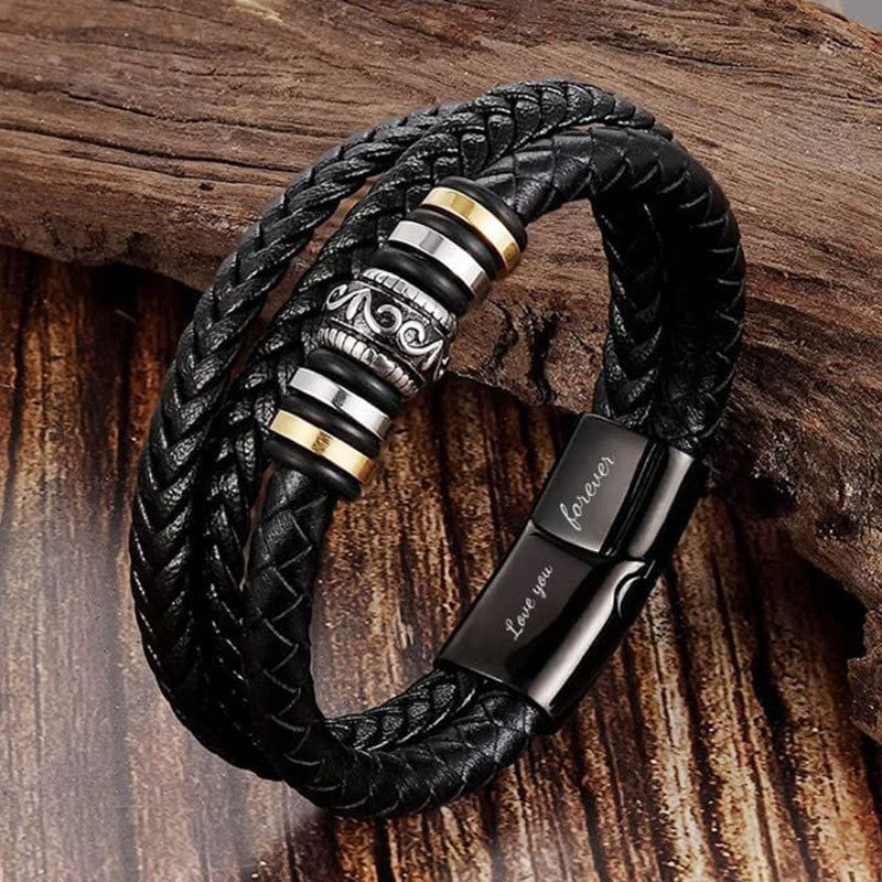 BRAZALETE MULTICAPA DE CUERO MATTE CIERRE MAGNÉTICO PERSONALIZABLE