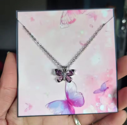 COLLAR CADENA MARIPOSA  ELEGANTE CRISTALES DE CIRCONIA