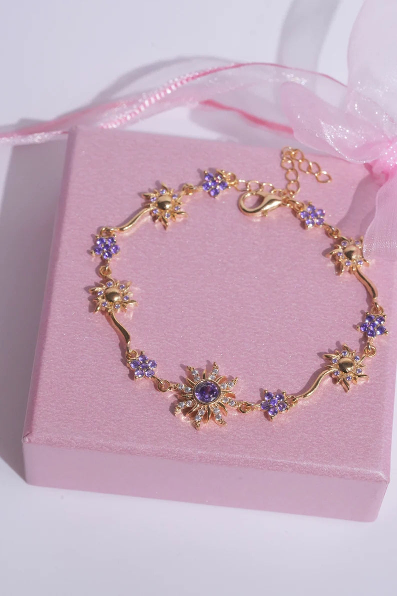 BRAZALETE  Y COLLAR SOL VINTAGE RAPUNZEL   DELICADO CRISTALES DE ZIRCONIA ELEGANTES