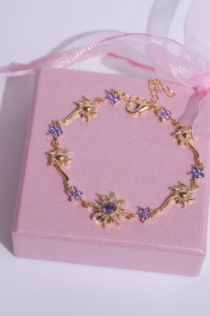 BRAZALETE  Y COLLAR SOL VINTAGE RAPUNZEL   DELICADO CRISTALES DE ZIRCONIA ELEGANTES