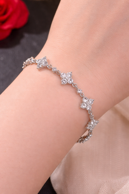 BRAZALETE  TRÉBOL   DELICADO CRISTALES DE ZIRCONIA ELEGANTE