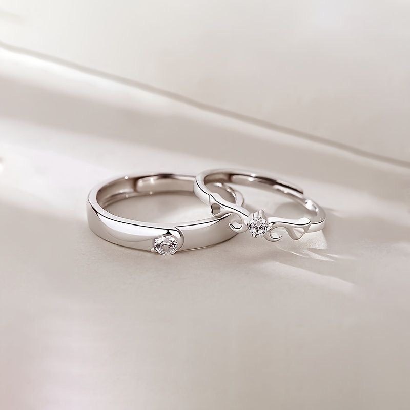 ANILLOS DE PROMESA CHAPADO EN PLATA 925, AJUSTABLES