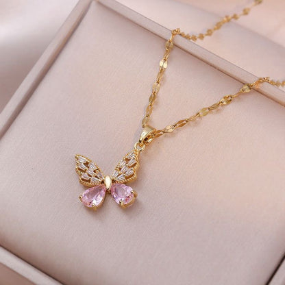 COLLAR CADENA MARIPOSA    ELEGANTE CRISTALES DE CIRCONIA