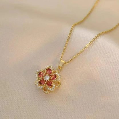 COLLAR FLOR CRISTALES INCRUSTADOS GIRATORIA ANTIESTRÉS MINIMALISTA