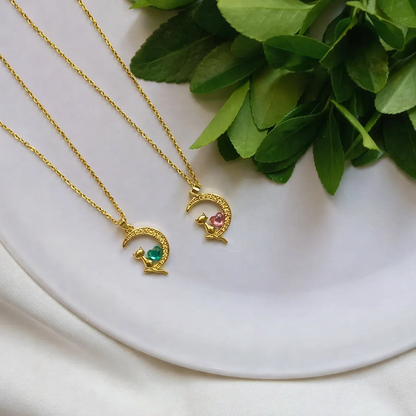 COLLAR GATO Y LUNA  ELEGANTE CRISTAL DE CIRCONIA