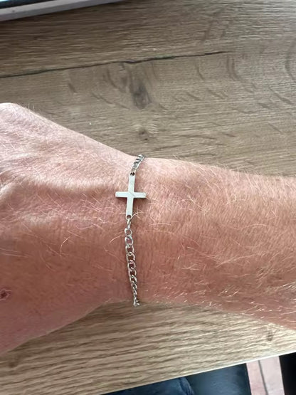 BRAZALETES GROSOR FINO MINIMALISTAS CADENA CUBANA DIJE DE CRUZ