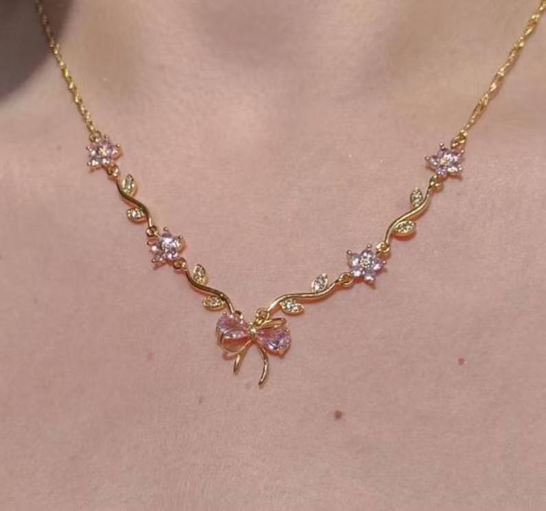 COLLAR BRAZALETES ELEGANTE LAZOS CORTE PRINCESA CRISTALES INCRUSTADOS