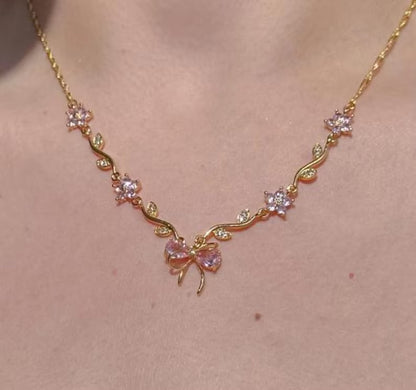 COLLAR BRAZALETES ELEGANTE LAZOS CORTE PRINCESA CRISTALES INCRUSTADOS