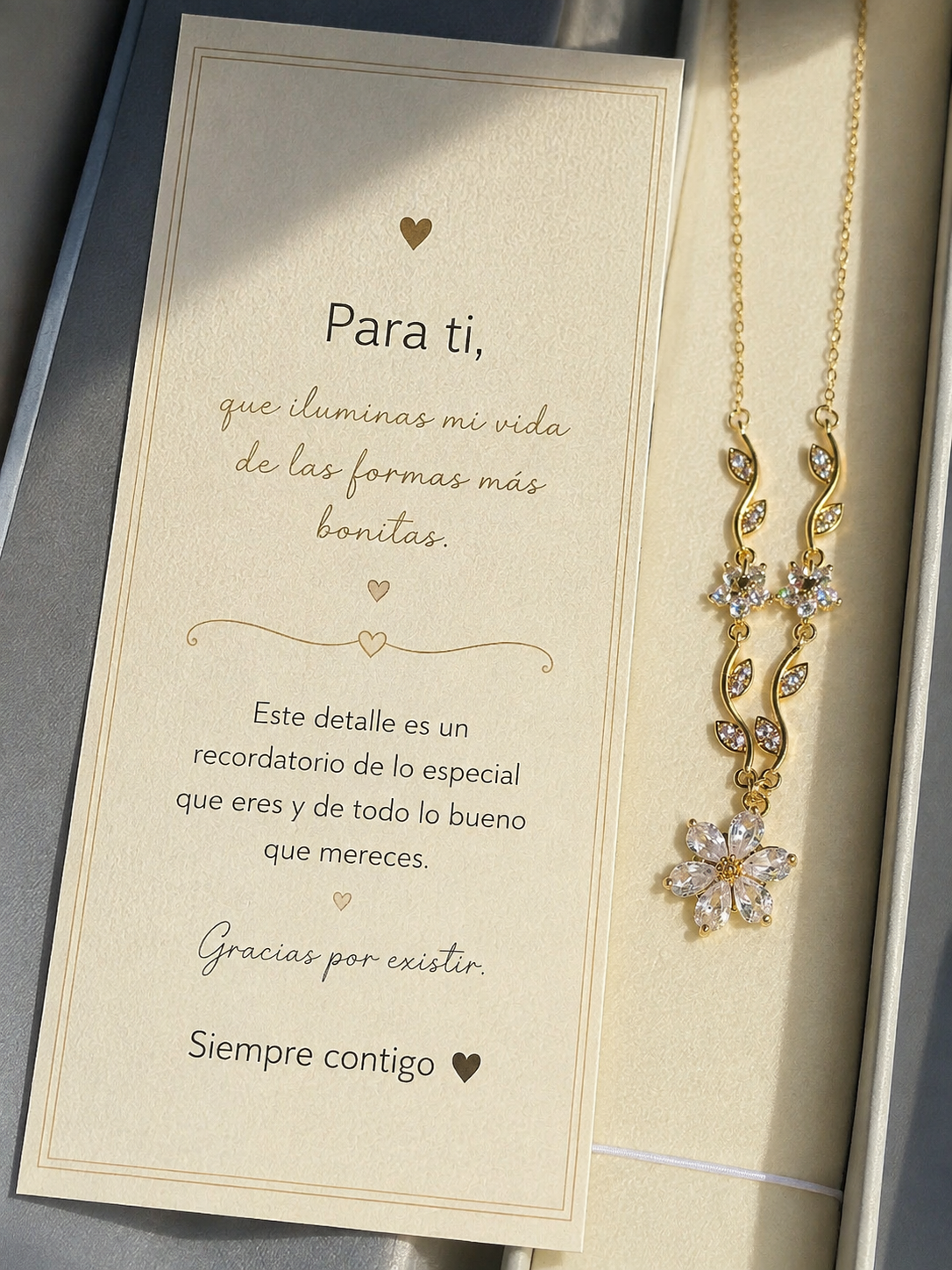 COLLAR FLOR DE CEREZO  DELICADO CRISTALES DE ZIRCONIA ELEGANTE