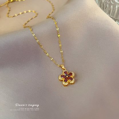 COLLAR FLOR DE CEREZO EN CRISTALES FEMENINA  ELEGANTE