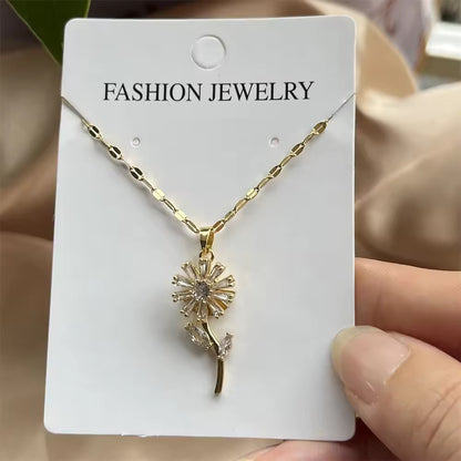 COLLAR FLOR  GIRASOL EN CRISTALES GIRATORIA ANTIESTRÉS MINIMALISTA