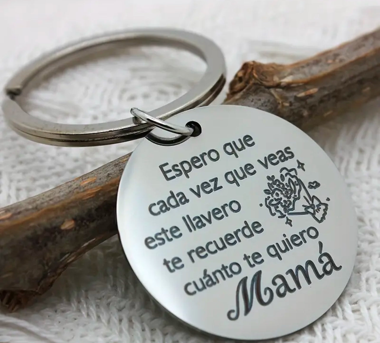 LLAVEROS PEQUEÑOS MINIMALISTAS ACERO INOXIDABLE MENSAJE MAMÁ