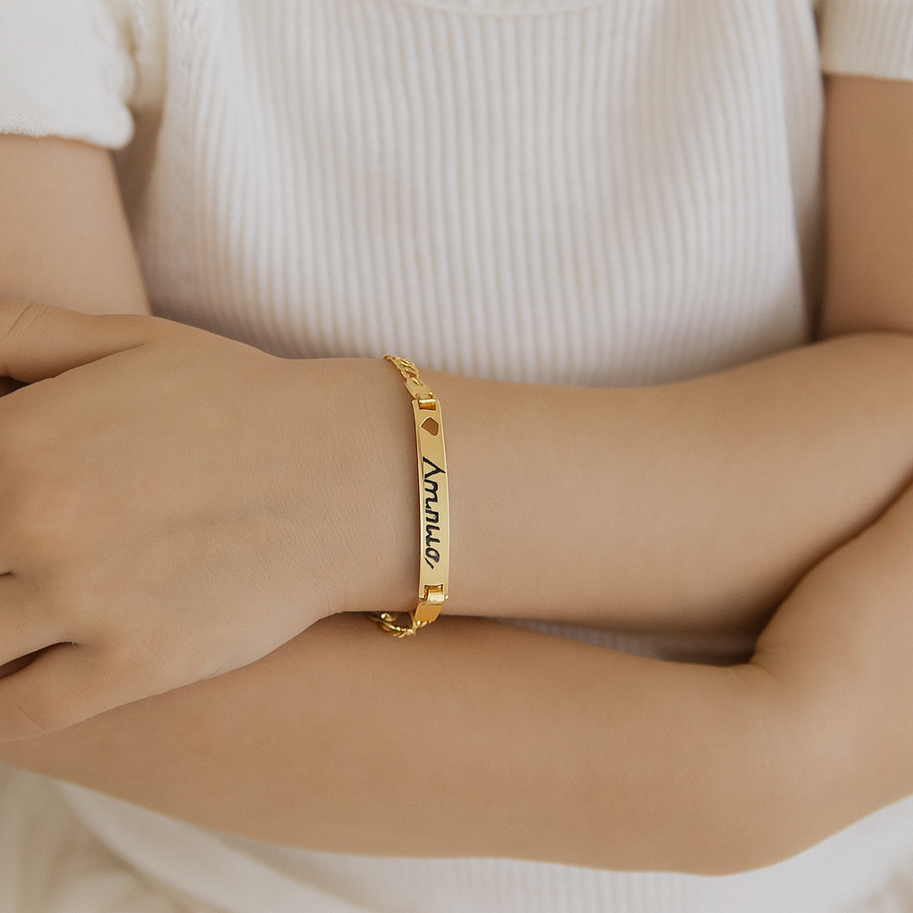 BRAZALETE PLACA MINIMALISTA PERSONALIZABLE CADENA CUBANA ABIERTA