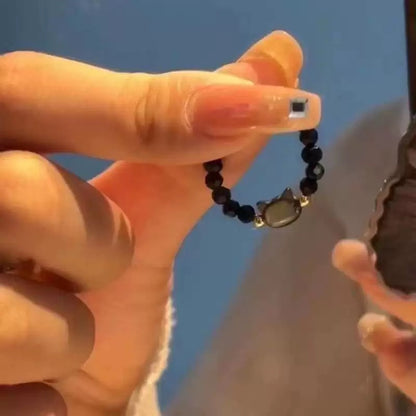 ANILLOS GATOS MINIMALISTAS PIEDRA OBSIDIANA y  CERÁMICA