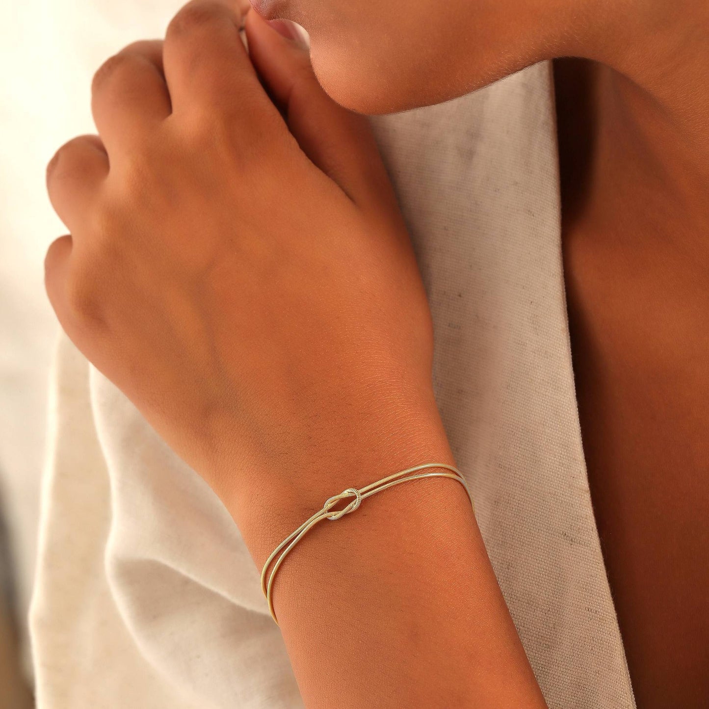 BRAZALETES  PROMESA DE PAREJA DISEÑO DE NUDOS MINIMALISTAS
