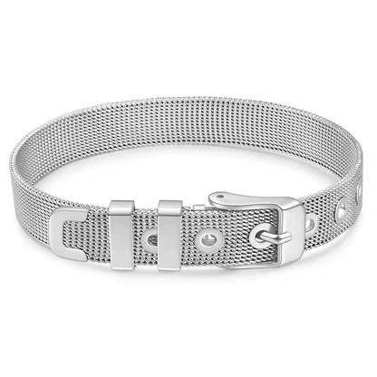 BRAZALETE CORREA ACERO VARIAS PLACAS PERSONALIZABLES