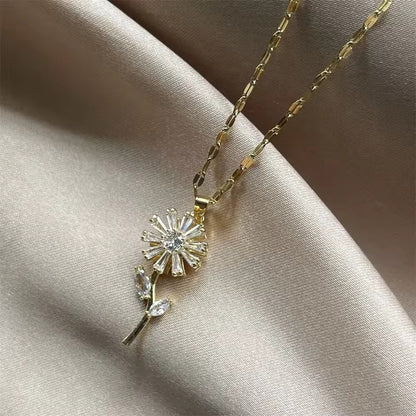 COLLAR FLOR  GIRASOL EN CRISTALES GIRATORIA ANTIESTRÉS MINIMALISTA