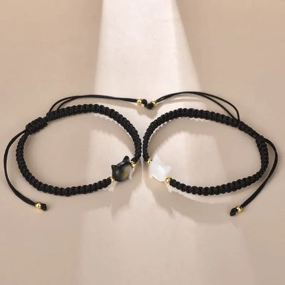 BRAZALETES GATOS MINIMALISTAS PIEDRA OBSIDIANA y  CERÁMICA