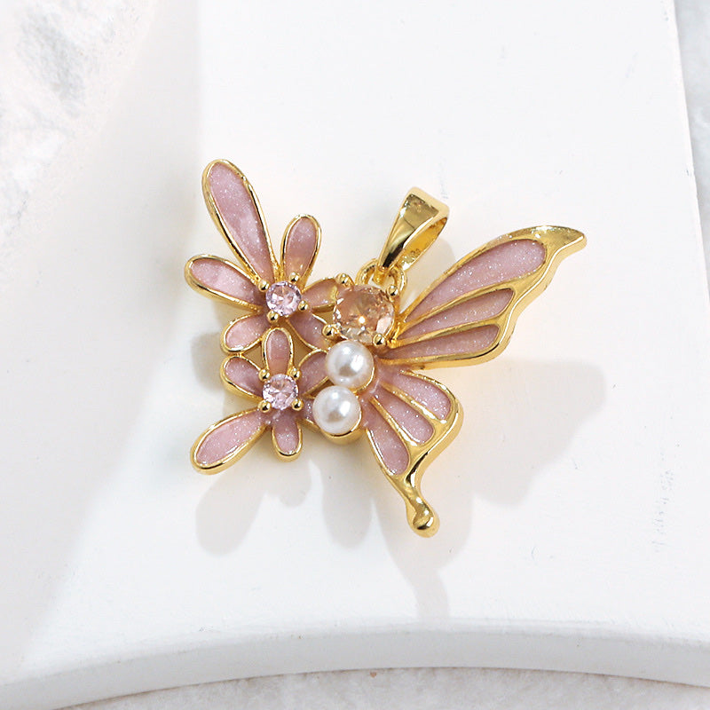 COLLAR MARIPOSA FLORAL CON PERLAS ELEGANTE