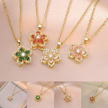 COLLAR FLOR CRISTALES INCRUSTADOS GIRATORIA ANTIESTRÉS MINIMALISTA