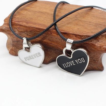 COLLARES  CORAZONES I LOVE YOU FOREVER CORDON LEATHER