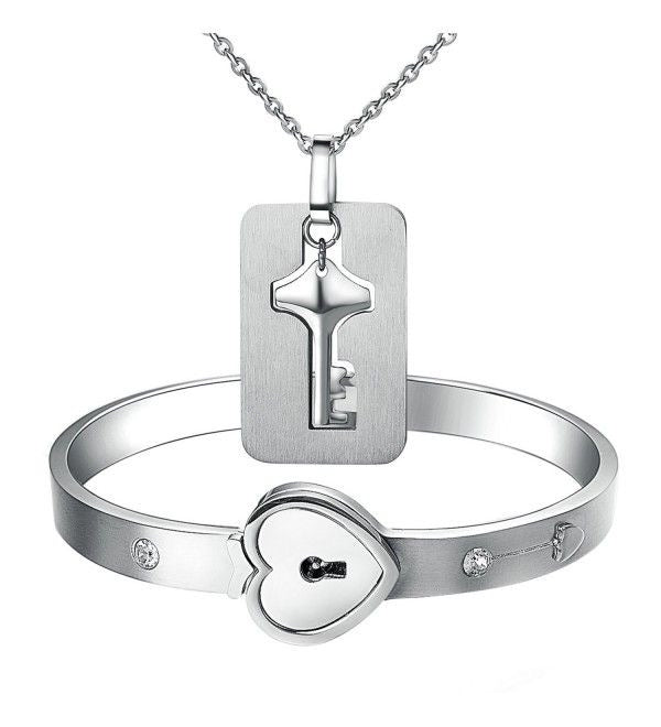 PULSERA CANDADO + COLGANTE LLAVE ( LA LLAVE DE TU CORAZÓN )