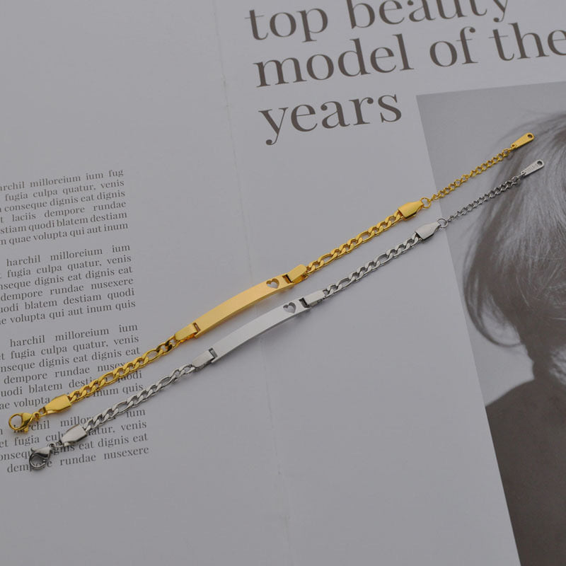 BRAZALETE PLACA MINIMALISTA PERSONALIZABLE CADENA CUBANA ABIERTA