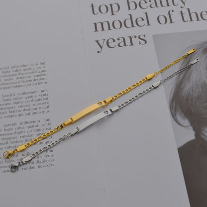 BRAZALETE PLACA MINIMALISTA PERSONALIZABLE CADENA CUBANA ABIERTA