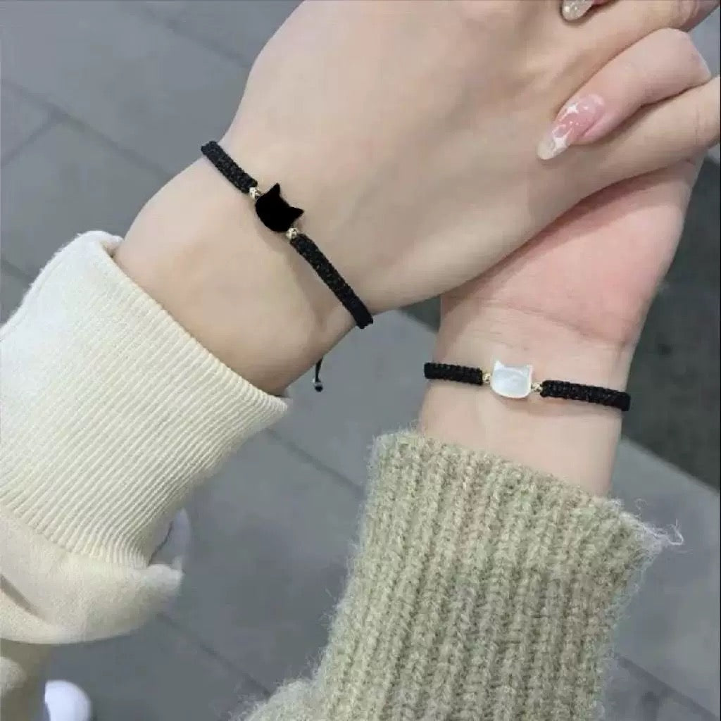 BRAZALETES GATOS MINIMALISTAS PIEDRA OBSIDIANA y  CERÁMICA