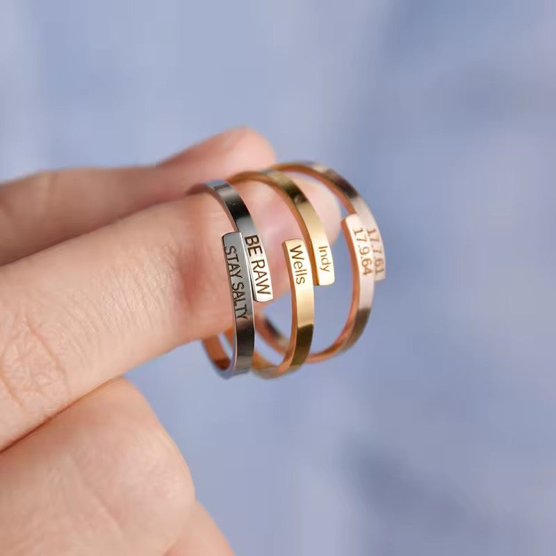 ANILLO DISEÑO ABIERTO  MINIMALISTA PERSONALIZADO  AJUSTABLES