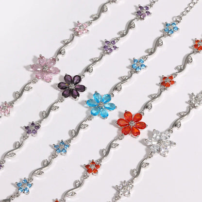BRAZALETE  FLOR DE CEREZO  DELICADO CRISTALES DE ZIRCONIA ELEGANTE