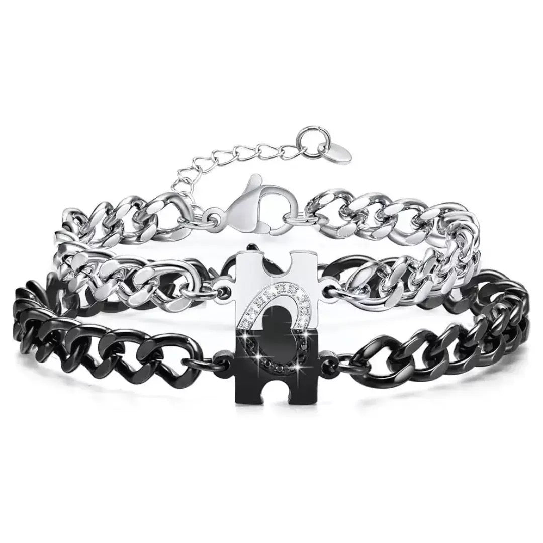 BRAZALETES ROMPECABEZAS MINIMALISTAS CADENA CUBANA DE PAREJA