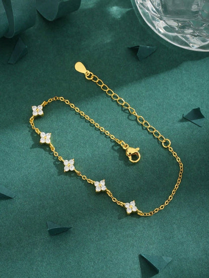 BRAZALETE  TRÉBOL   DELICADO CRISTALES DE ZIRCONIA ELEGANTE