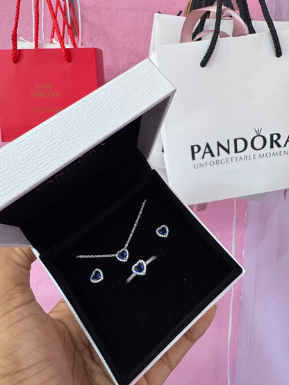 SET ESTILO PANDORA CORAZÓN MINIMALISTA CIRCONIA ELEGANTE