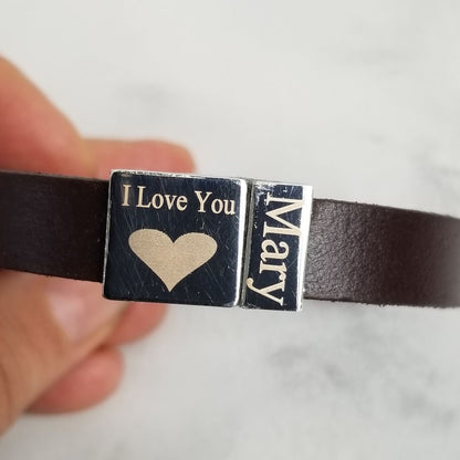 BRAZALETE CORREA DE CUERO LEATHER  VARIAS PLACAS PERSONALIZABLES