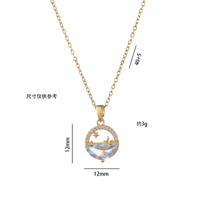 COLLAR LUNA Y ESTRELLAS  CON CRISTALES INCRISTADOS ELEGANTE CRISTAL DE CIRCONIA