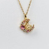 COLLAR ELEGANTE  LUNA ZIRCONIA Y MARIPOSA  CRISTALES INCRUSTADOS MINIMALISTA