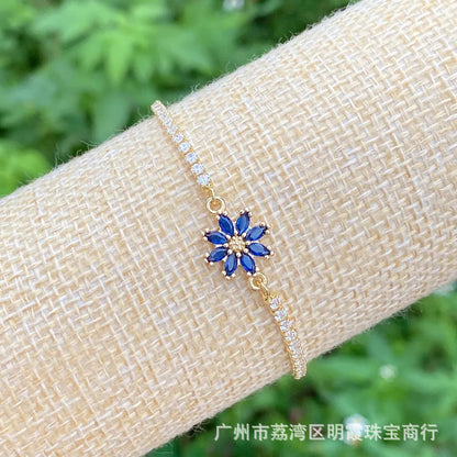 BRAZALETE FLOR 8 PÉTALOS  ELEGANTE CRISTAL DE CIRCONIA