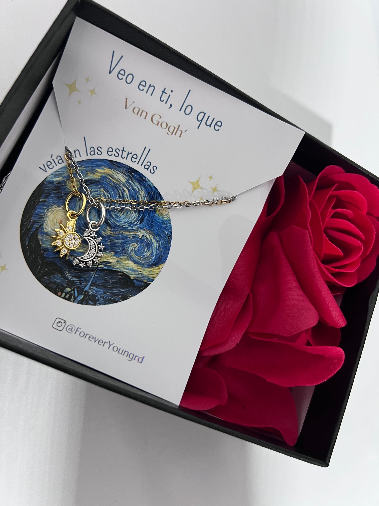 COLLARES  PROMESA DIJES SOL & LUNA CELESTIAL CRISTALES DE CIRCONITA